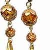 Beaded Copper-Colored Flower Earrings
