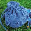 Crochet Drawstring Flower Bag