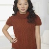 Knit Short Sleever Cable Turtle Neck