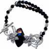Black Beaded Set with Flower Toggle Clasp