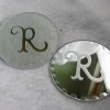 Etched Monogram Mirror Coasters