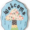 FolkArt Mushroom Welcome Sign