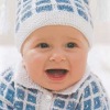 Check Knit Baby Hat and Cardigan