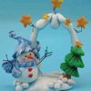 Snowman and Christmas Tree Winter Scene