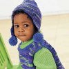 Striped Overall and Pom Pom Hat