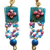 Turquoise and rose floral earrings