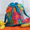 Flower Striped Drawstring Bag
