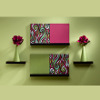 green and maroon wall art