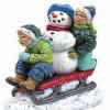 Children Sledding with Snowman