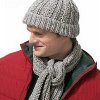 Gray Knit Scarf Set for Men
