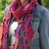 Pink and Purple Crocheted Scarf