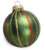Striped Red Green and Gold Christmas Ornament