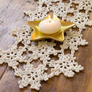 Crocheted Snowflake Table Runner