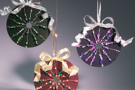 Beaded Recycled CD Ornament