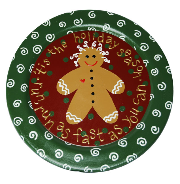 Gingerbread Man Painted Christmas Plate