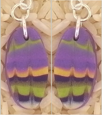 Purple Orange Oval Earrings