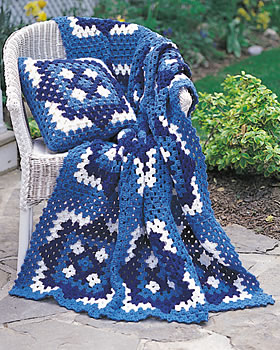 Blue and White Crochet Afghan
