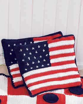 Crochet American Flag Cushions