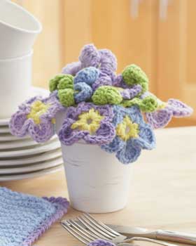 Crochet Pansies Bouquet