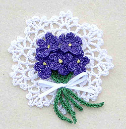 Violets Pin Crochet Flower