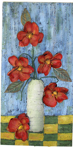 3-D Canvas with Silk Flowers