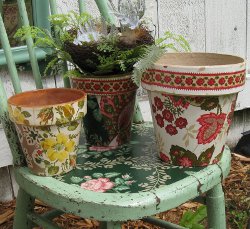 Wallpaper Decoupage Flower Pots