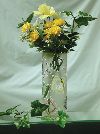 Custom-Cut Etched Floral Vase