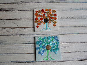 Mini Button Canvas Trees