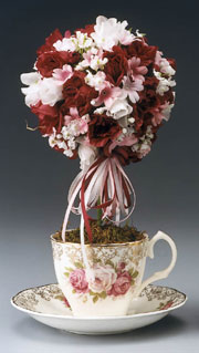 Red and Pink Teacup Topiary