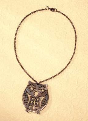 Distressed Wooden Owl Pendant
