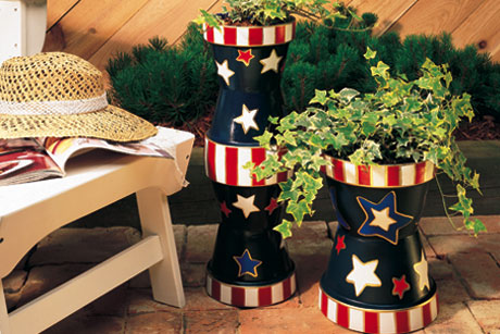 Painted Stars and Stripes Planters