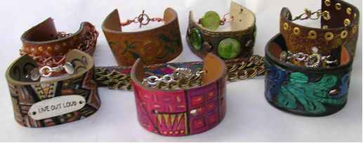 recycled belt bracelets