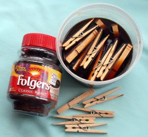 Coffee Colored Vintage Clothespins