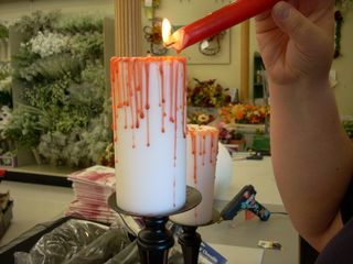 Homemade Halloween Decorations: Bloody Candle