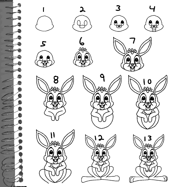 How to Draw a Cartoon Easter Bunny Step by Step