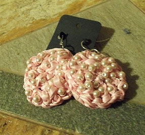 Crochet Ribbon and Pearl Earrings