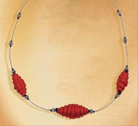 Red Polymer Clay Bead Necklace