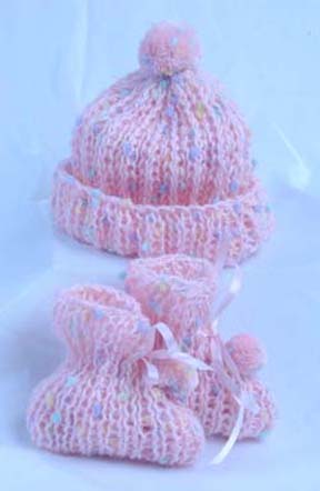 Baby Booties and PomPom Hat