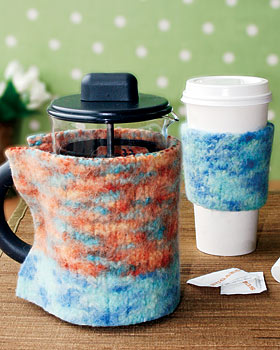 Felted Knit Coffee Cozies