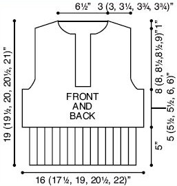Front and Back Diagram of Hooded Sweater