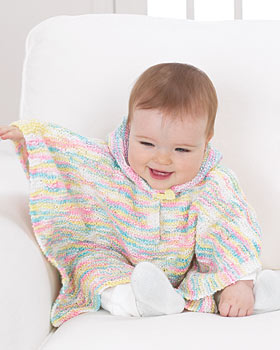 Knit Hooded Baby Poncho