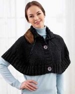 Knit Poncho with Buttons