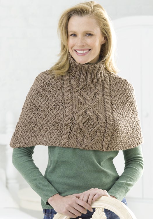 Knit Cable Half Poncho