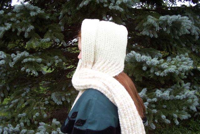 free  knitted  hooded Scarf scarf pattern easy FaveCrafts.com Hooded