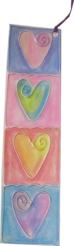 Hearts Glue Embossed Bookmark