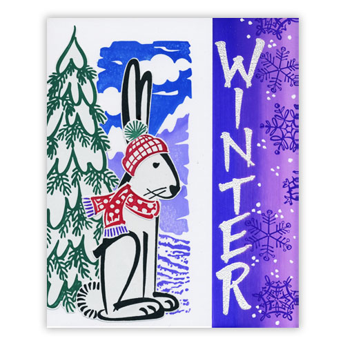 Bunny Stamp Winter Card