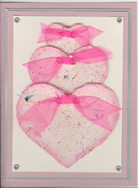 Three Hearts Handmade Paper Card
