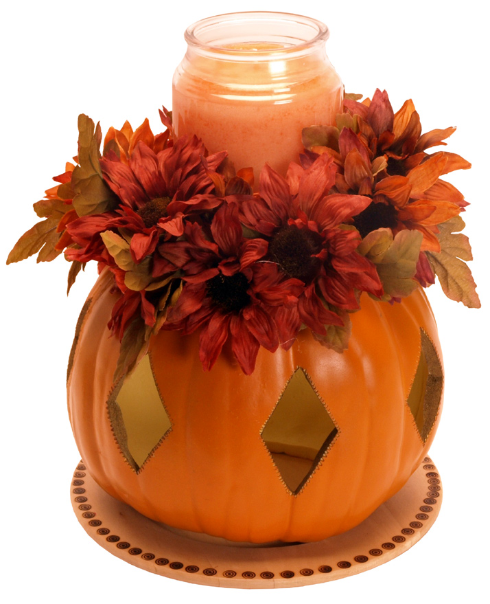 You can also place a light inside the pumpkin Pumpkin Candle Centerpiece