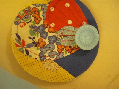 Scrap Fabric and Button Brooch