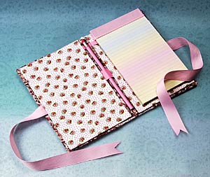Fabric and Ribbon Notebook Inside